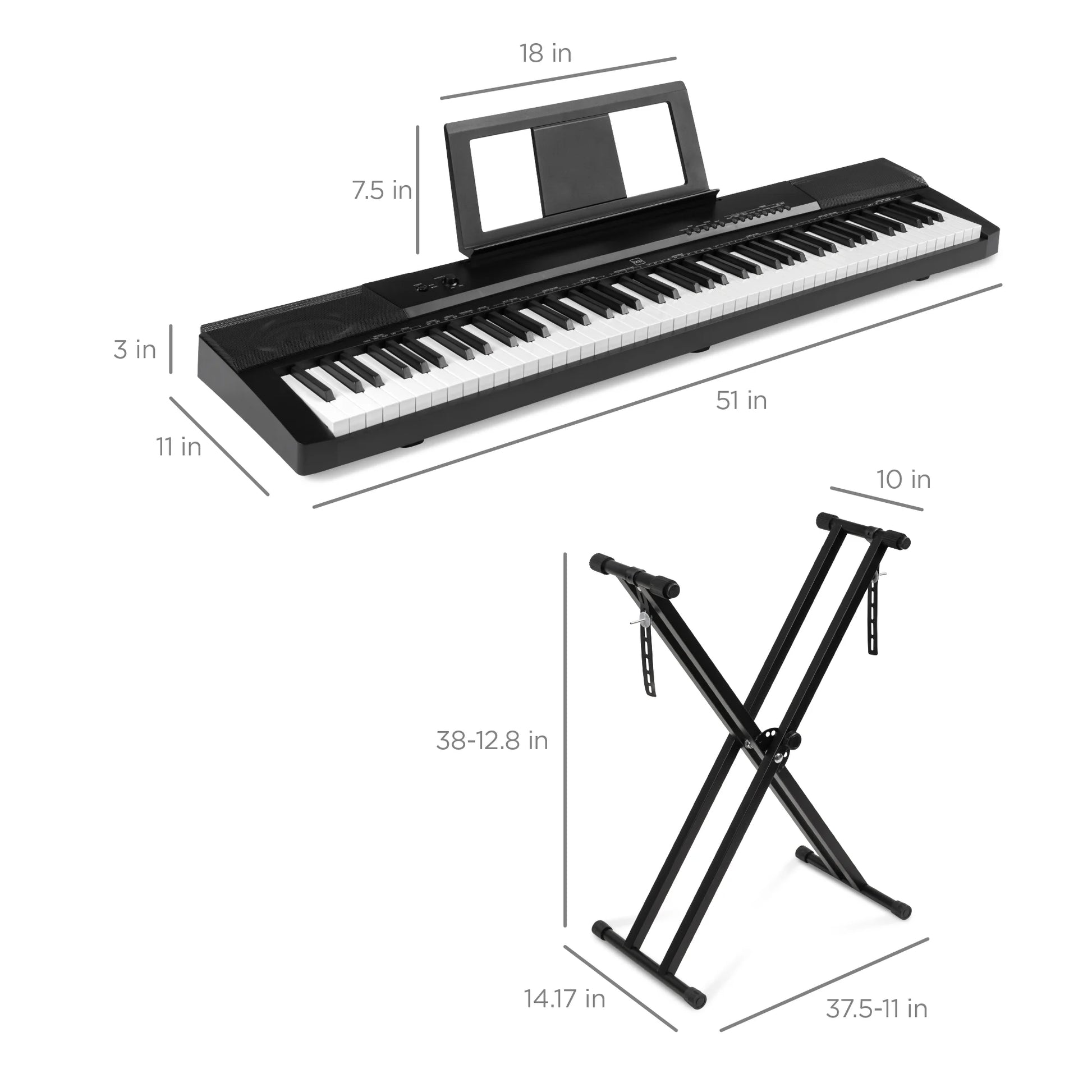 88-Key Full Size Digital Piano for All Player Levels W/ Semi-Weighted Keys, Stand, Pedal - Black