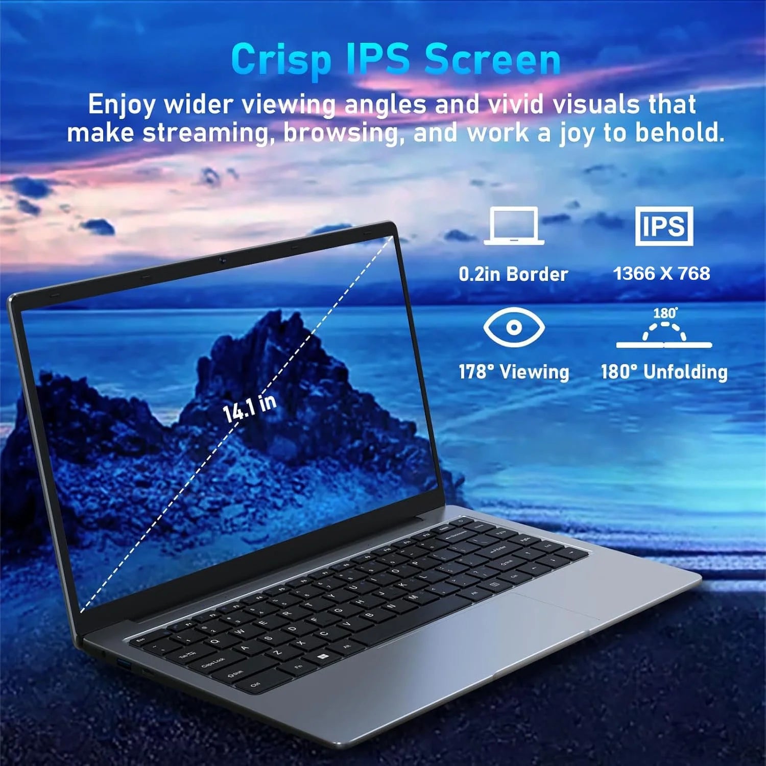 14.1 Inch Lightweight Business Laptop Computer Windows 11 Pro Office 2024 6GB RAM 512GB SSD FHD IPS Display Intel Celeron N4000 Work Laptop Back to School Essentials for Students (Silver)