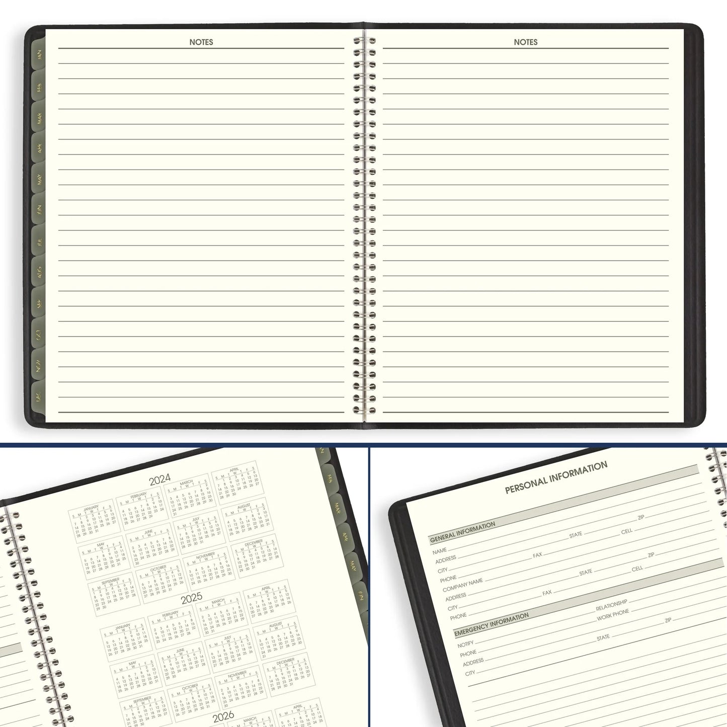 2025 Recycled Monthly Planner Black Large 9 X 11 - Monthly Planners