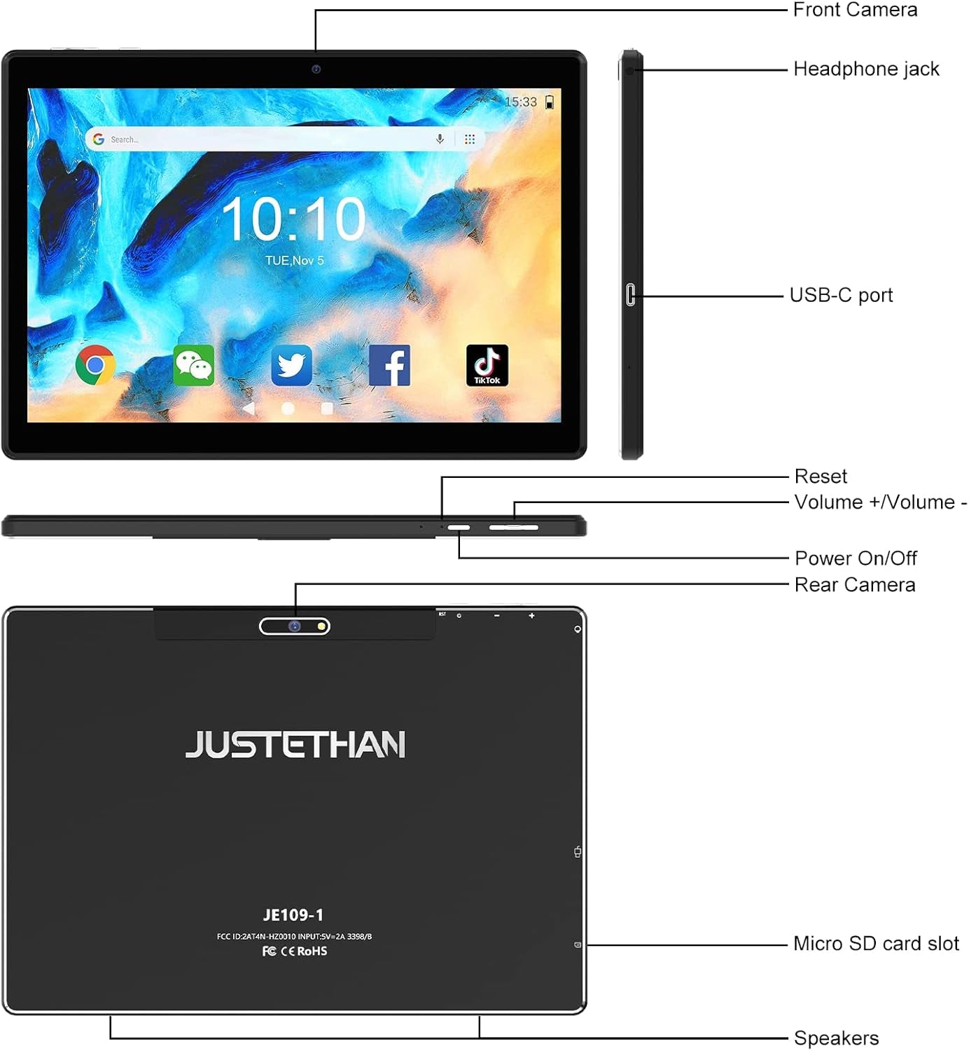 Tablet 10.1 Inch Android 10.0 Tablets, Google Certificated Wi-Fi Tablets, 1.6 Ghz Quad Core Processor, 32GB Tablets with 128GB Expansion, IPS HD Screen, Dual Camera, Supports Bluetooth, Black…