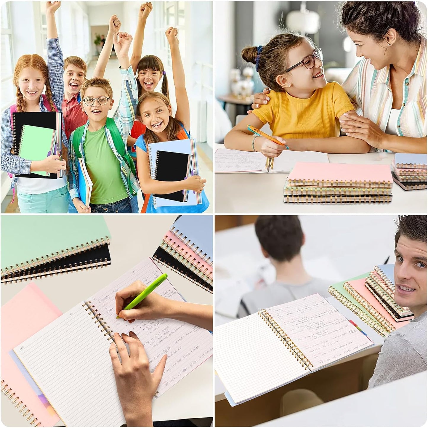 Notebook with Dividers,A5 Spiral Notebook with Tabs Journals for Women with 200