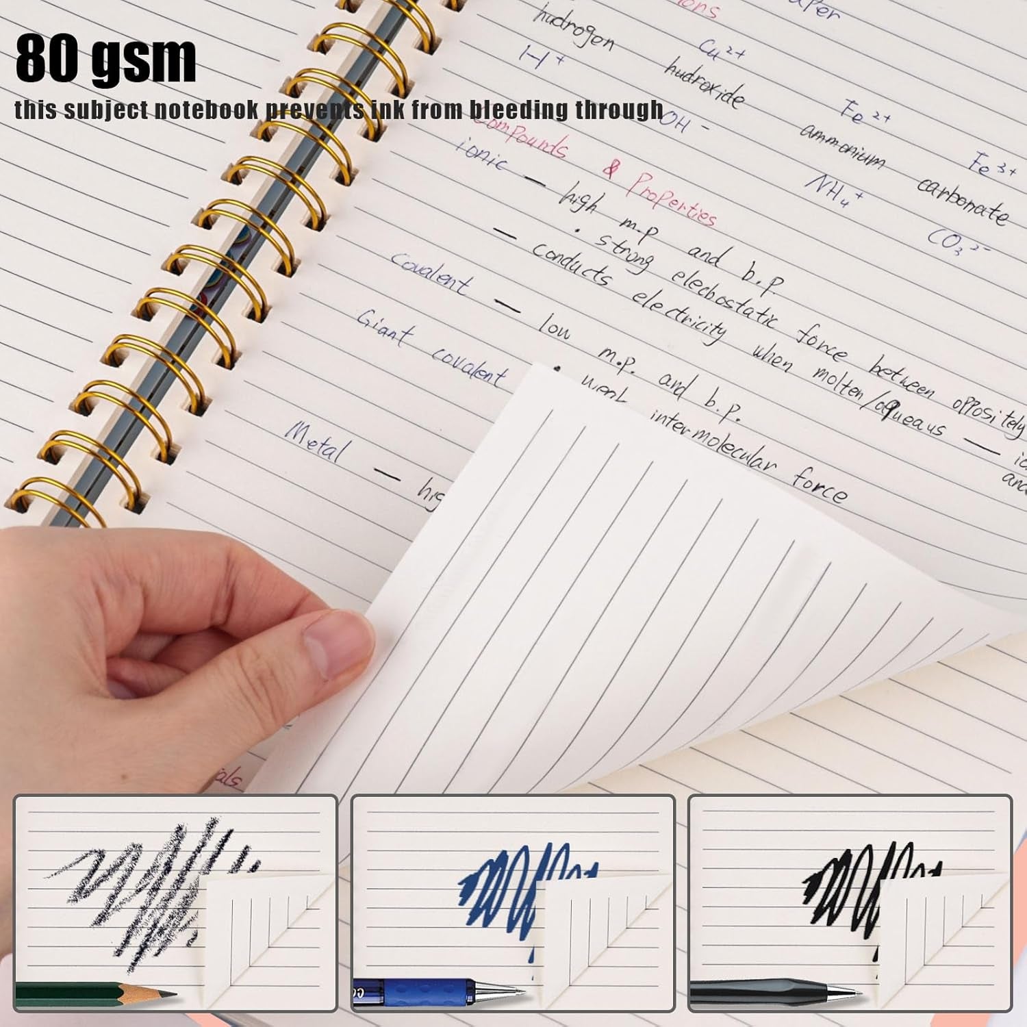 Notebook with Dividers,A5 Spiral Notebook with Tabs Journals for Women with 200