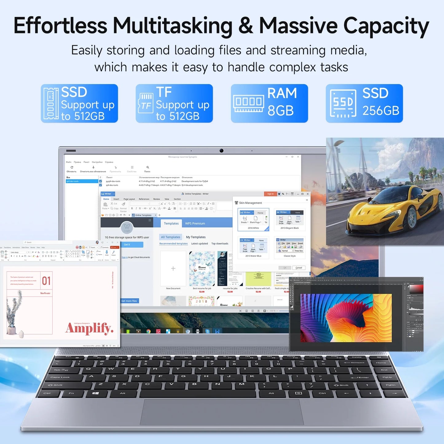14.1 Inch Windows 11 Pro Business Laptop, 8GB RAM, 256GB SSD, up to 2.64 Ghz Intel Pentium J3710, 1920X1080 FHD Office 2024 Wifi 5 BT5.0, Sliver Gray