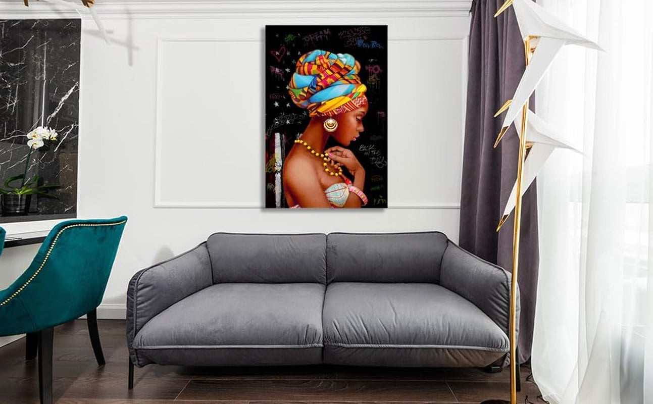 Africa Art Wall Decor, African Women Wall Art Framed, Black Women Art Wall Decor, African Women Art Wall Decor, Framed Black Canvas Wall Art, Black Women Painting Canvas, African Queen Wall Art