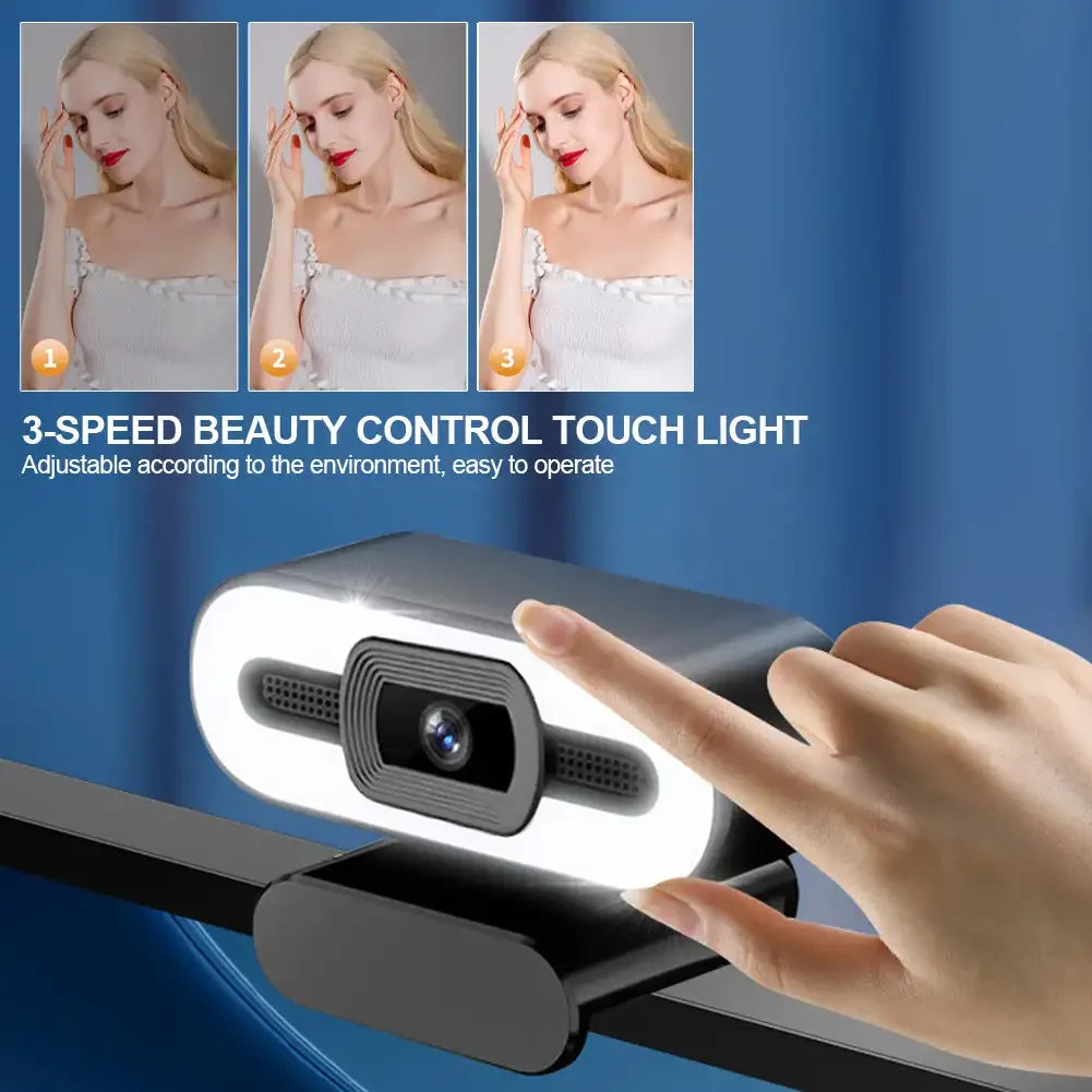 4K Webcam Autofocus HD Webcam with Fill Light Rotatable Laptop Webcam PC Computer Camera with Microphone for Youtube Video