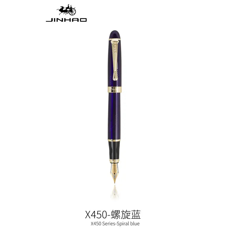 Jinhao X450 Luxury Dazzle Blue Fountain Pen High Quality Metal Inking Pens for Office Supplies School Supplies