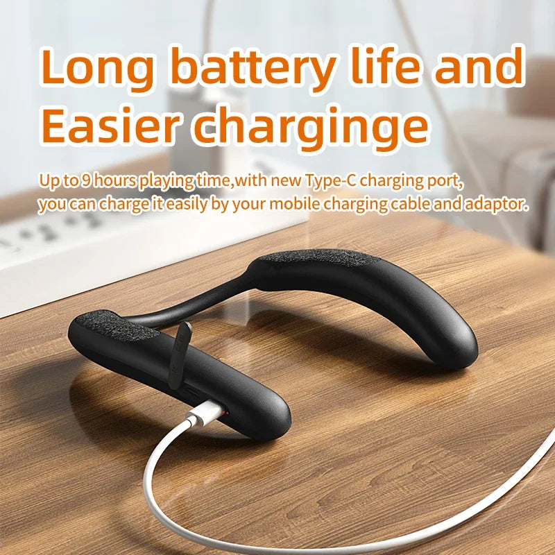 EBS-910 New Wearable Wireless Neckband Speaker Bluetooth 5.3 AAC Code True Wireless Stereo Music Box TF Card Slot Type C