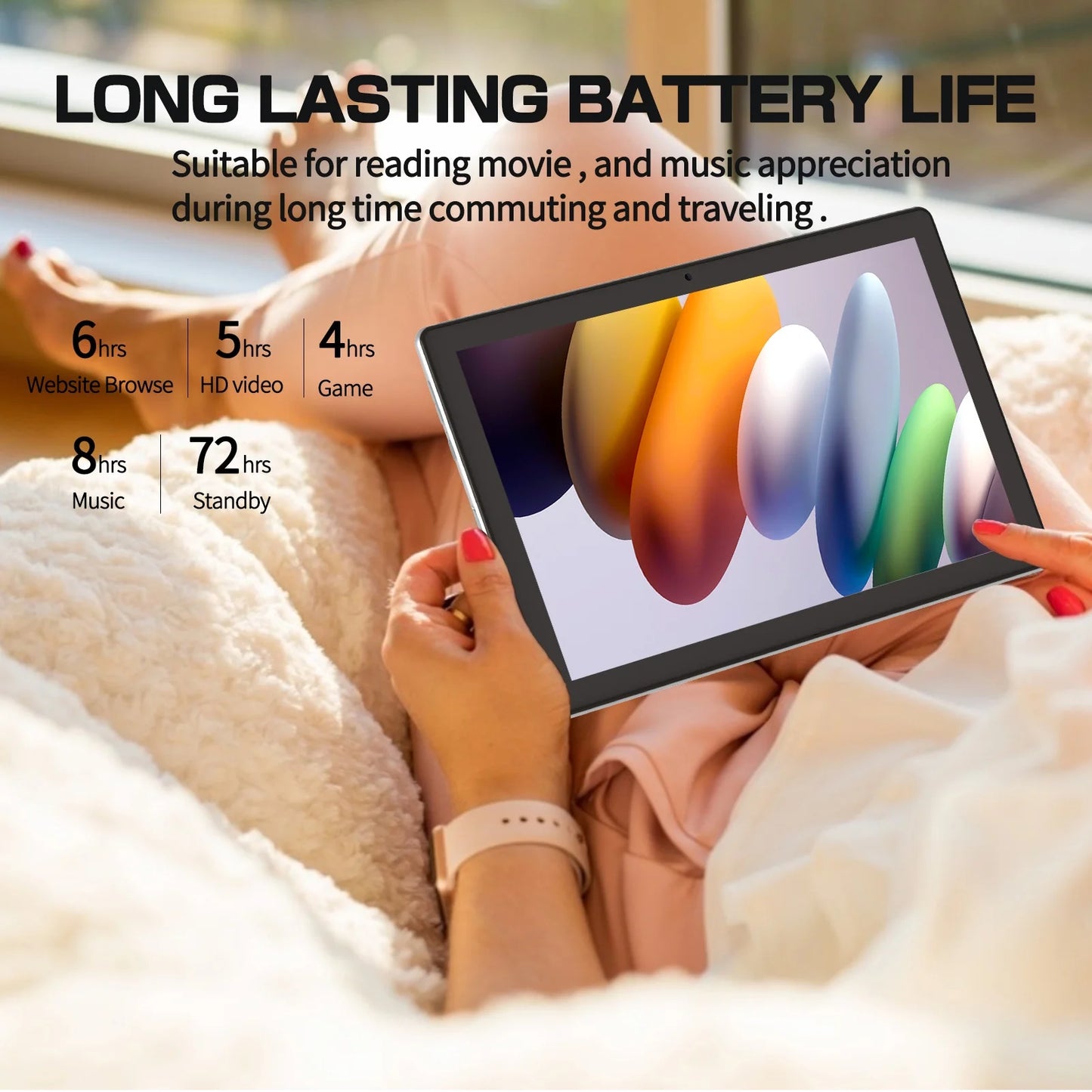 Android 14 Tablet 10.1 Inch with Case, 3GB, 64GB, IPS Touch Screen, Quad-Core,1280X800 | Wi-Fi6 | 6000Mah | Google Certified(White)