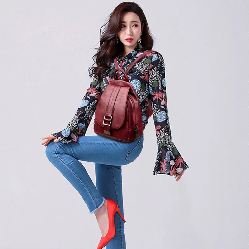 2024 Designer Backpacks Women Leather Backpacks Female School Bag for Teenager Girls Travel Back Bag Retro Bagpack Sac a Dos