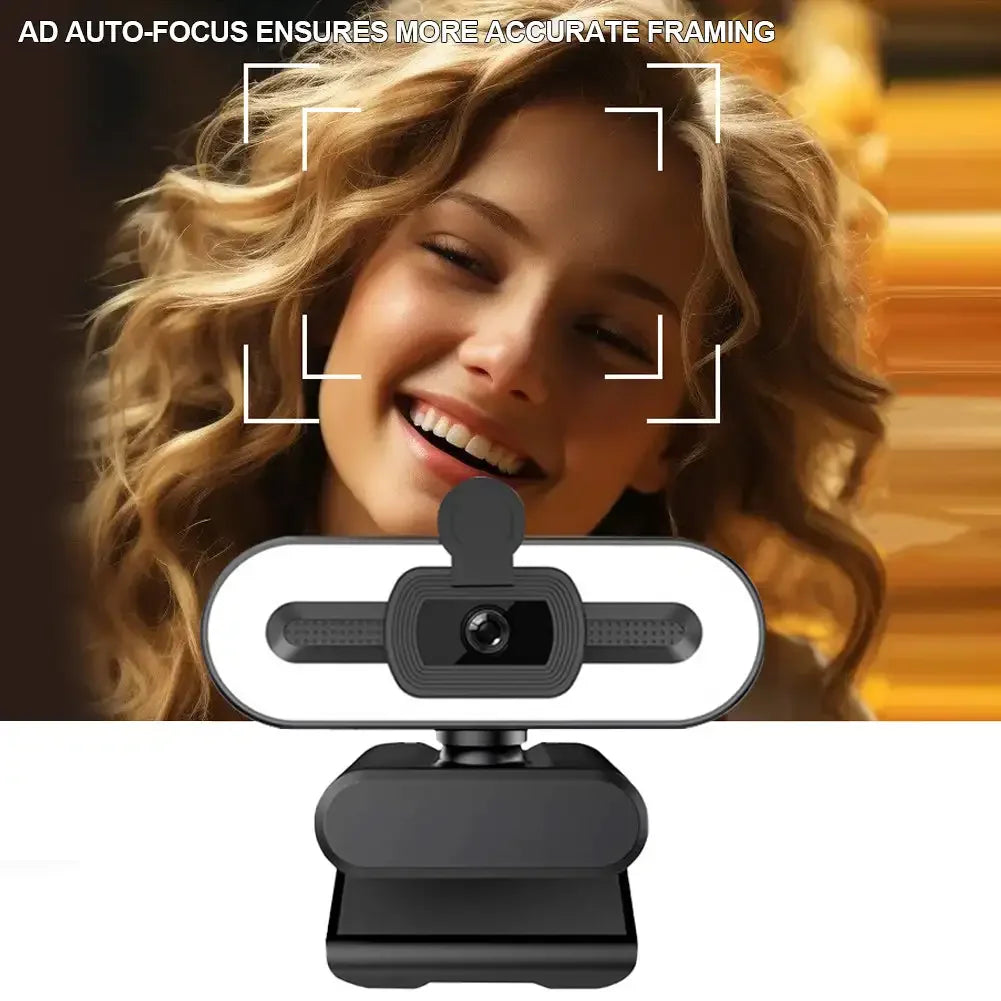 4K Webcam Autofocus HD Webcam with Fill Light Rotatable Laptop Webcam PC Computer Camera with Microphone for Youtube Video