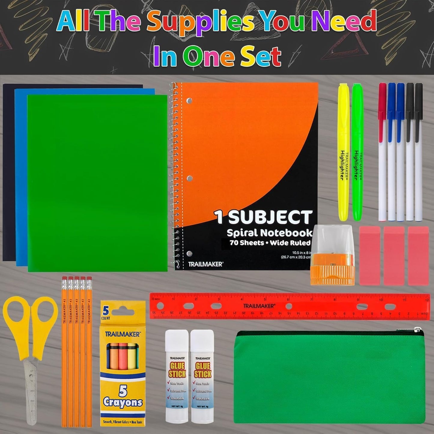 School Supplies Kit for Girls, Boys Back to School Supplies Bundle Pack 30 Piece