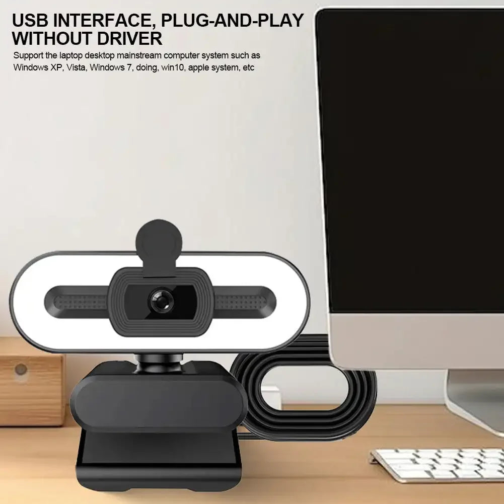 4K Webcam Autofocus HD Webcam with Fill Light Rotatable Laptop Webcam PC Computer Camera with Microphone for Youtube Video