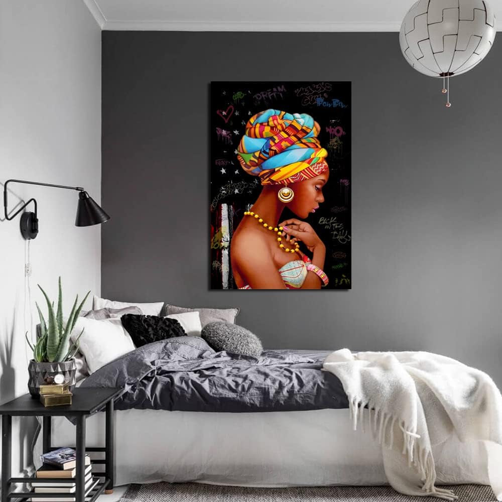 Africa Art Wall Decor, African Women Wall Art Framed, Black Women Art Wall Decor, African Women Art Wall Decor, Framed Black Canvas Wall Art, Black Women Painting Canvas, African Queen Wall Art