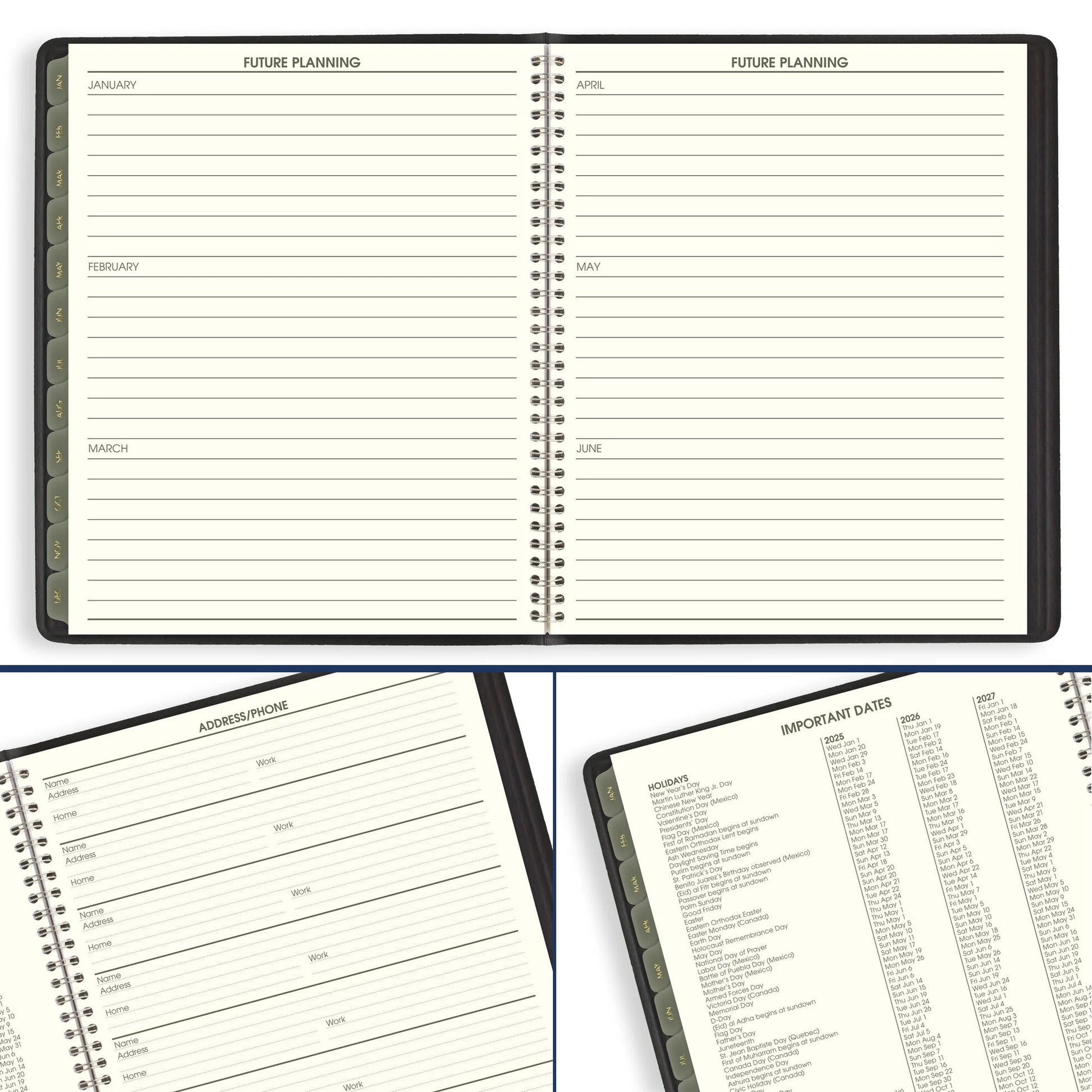 2025 Recycled Monthly Planner Black Large 9 X 11 - Monthly Planners