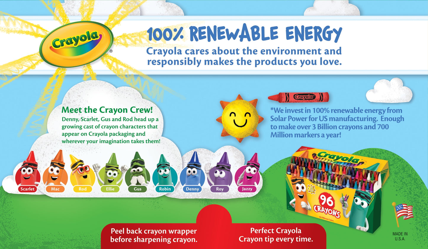 Crayon Set, 96 Ct, Classroom Must Haves, Back School Supplies for Teachers and Students, Coloring Gift for Kids, Ages 4+