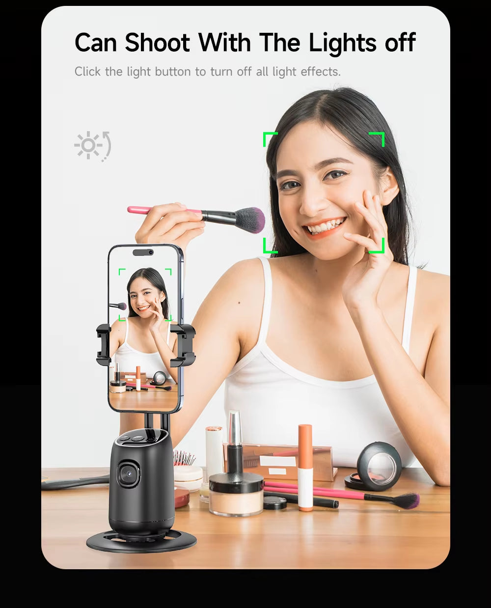 P05 AI Intelligent Tracker 360 Degree Rotation Portable Ai Face Tracking Tripod with Dual Cold Shoe Ports