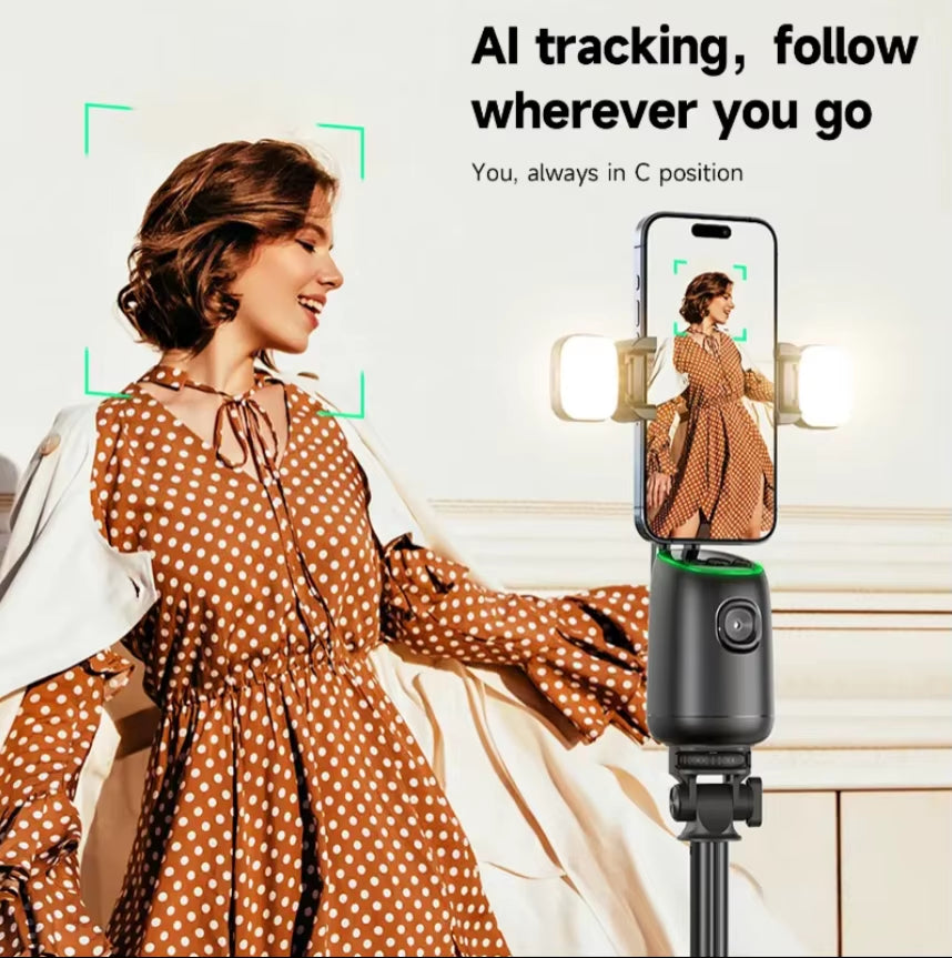 P05 AI Intelligent Tracker 360 Degree Rotation Portable Ai Face Tracking Tripod with Dual Cold Shoe Ports