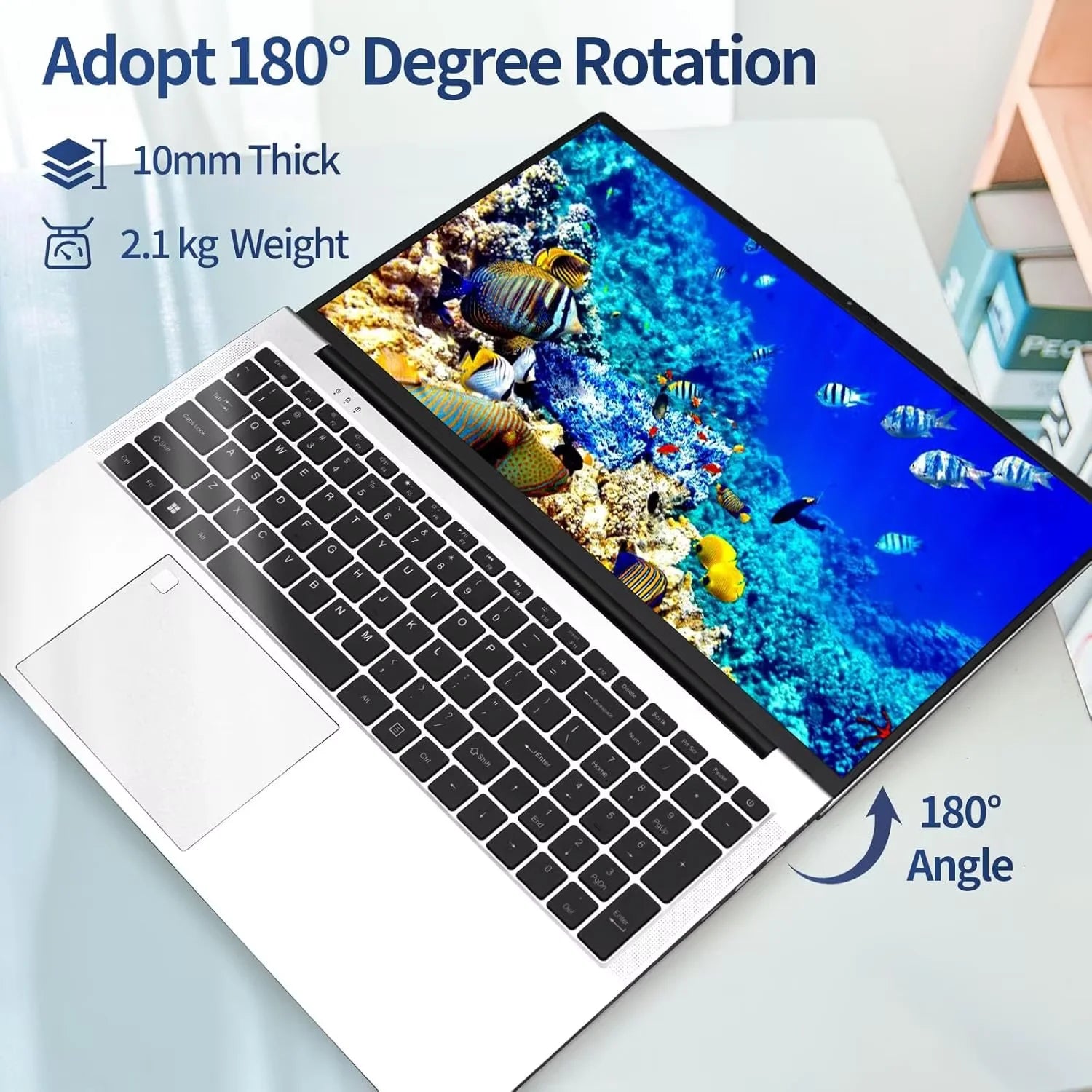 17.3" Business Laptop Windows 11 Pro Office 2024 Conference Webcam Type-C Backlit Keyboard Fingerprint Intel N5095 8GB RAM 256GB SSD Lightweight Laptop Computer