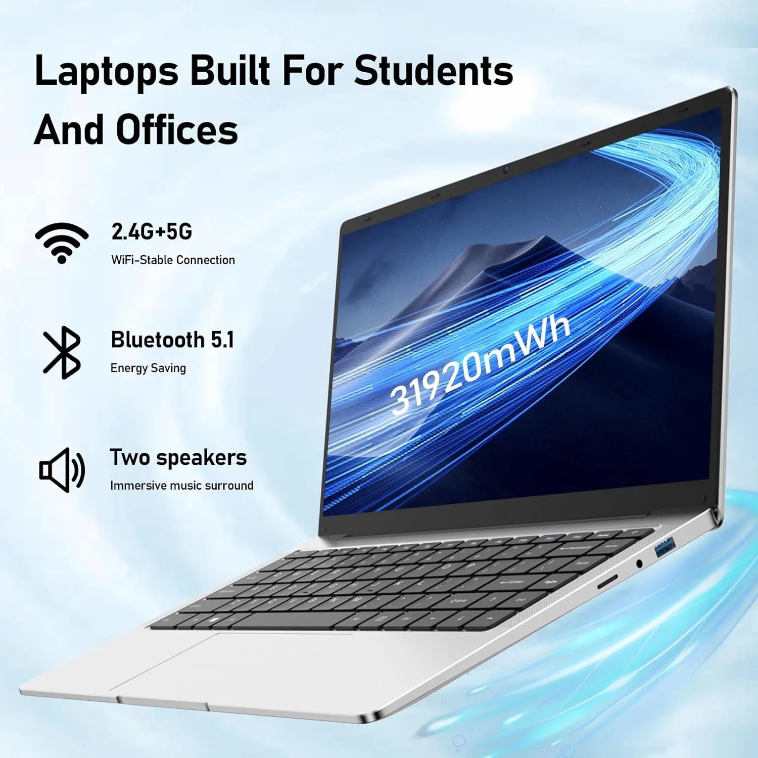 14.1 Inch Lightweight Business Laptop Computer Windows 11 Pro Office 2024 6GB RAM 512GB SSD FHD IPS Display Intel Celeron N4000 Work Laptop Back to School Essentials for Students (Silver)