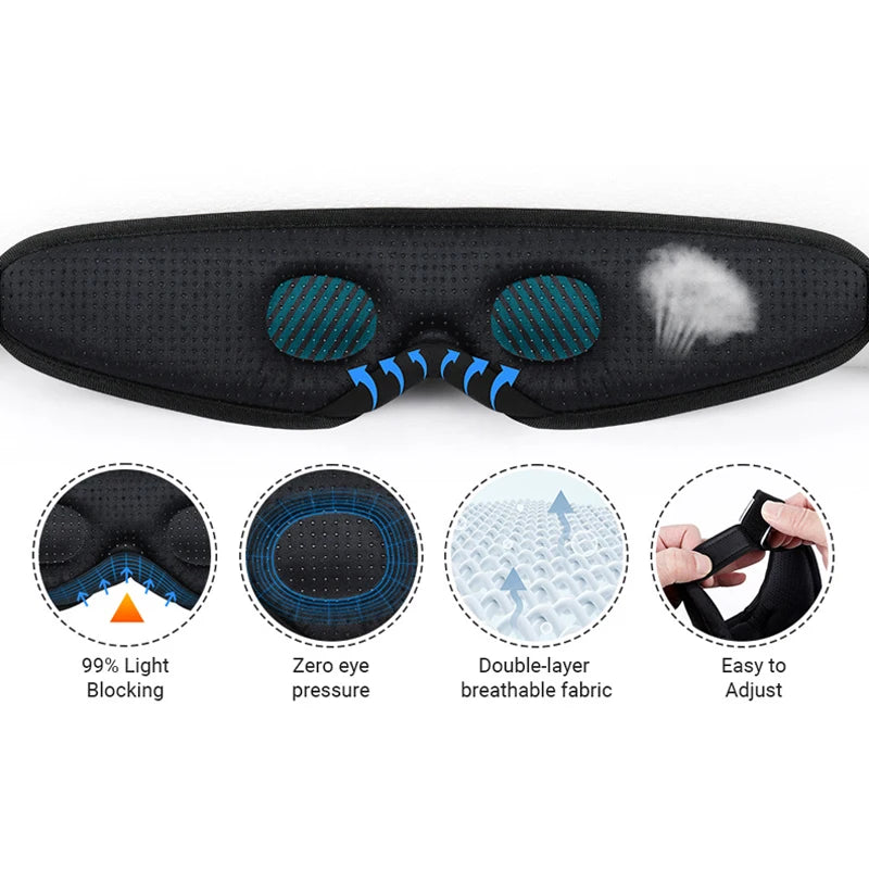 Bluetooth 5.2 Headphone 3D Wireless Music Eye Mask White Noise Headset for Artifact Breathable Sleeping Headphones