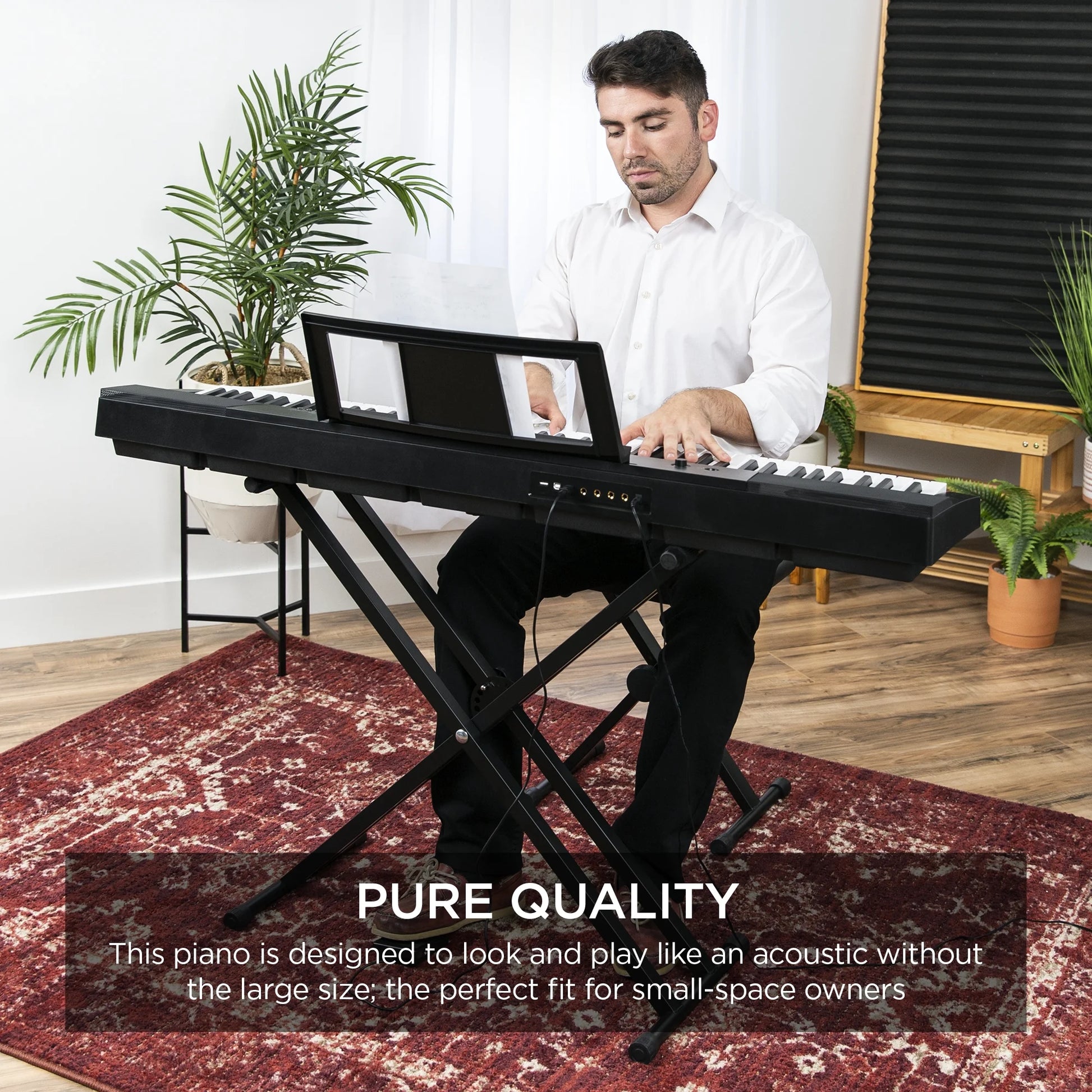 88-Key Full Size Digital Piano for All Player Levels W/ Semi-Weighted Keys, Stand, Pedal - Black