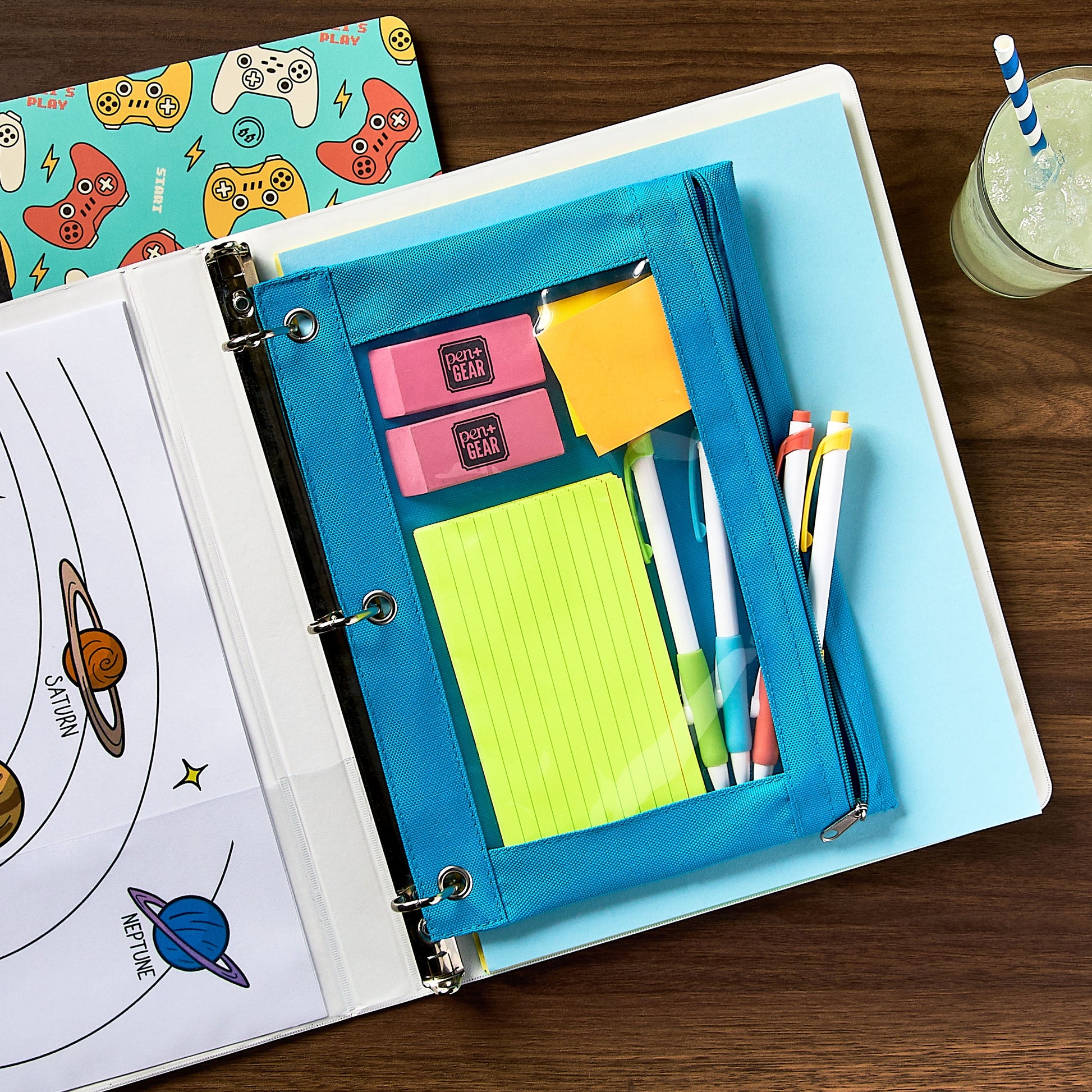 Blue Expandable Binder Pouch