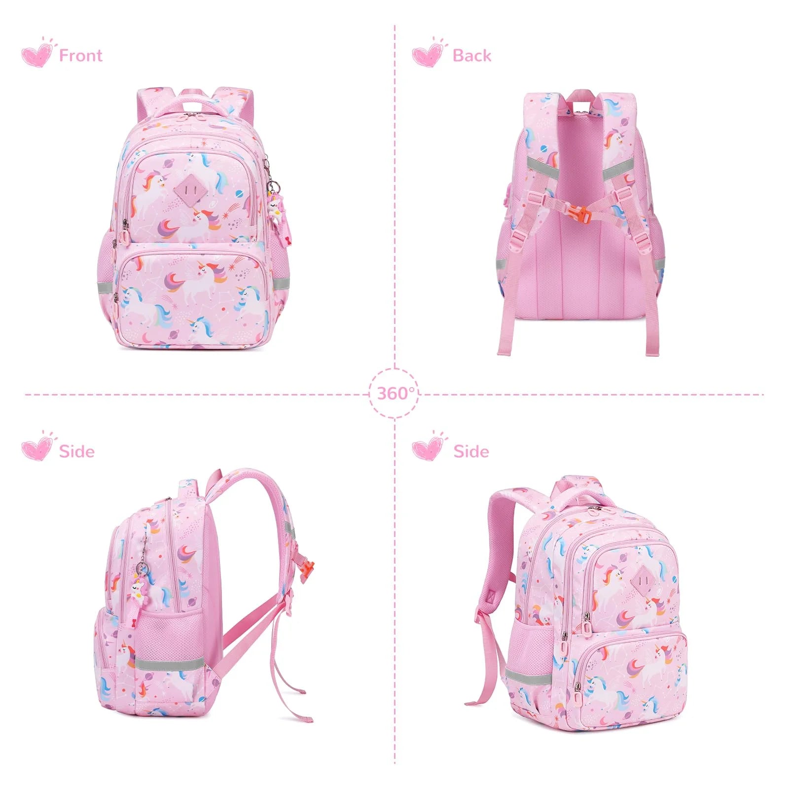 Backpacks Kawaii Printed Bookbags, Lightweight School Backpack, Waterproof Backpacks, Pink Unicorn