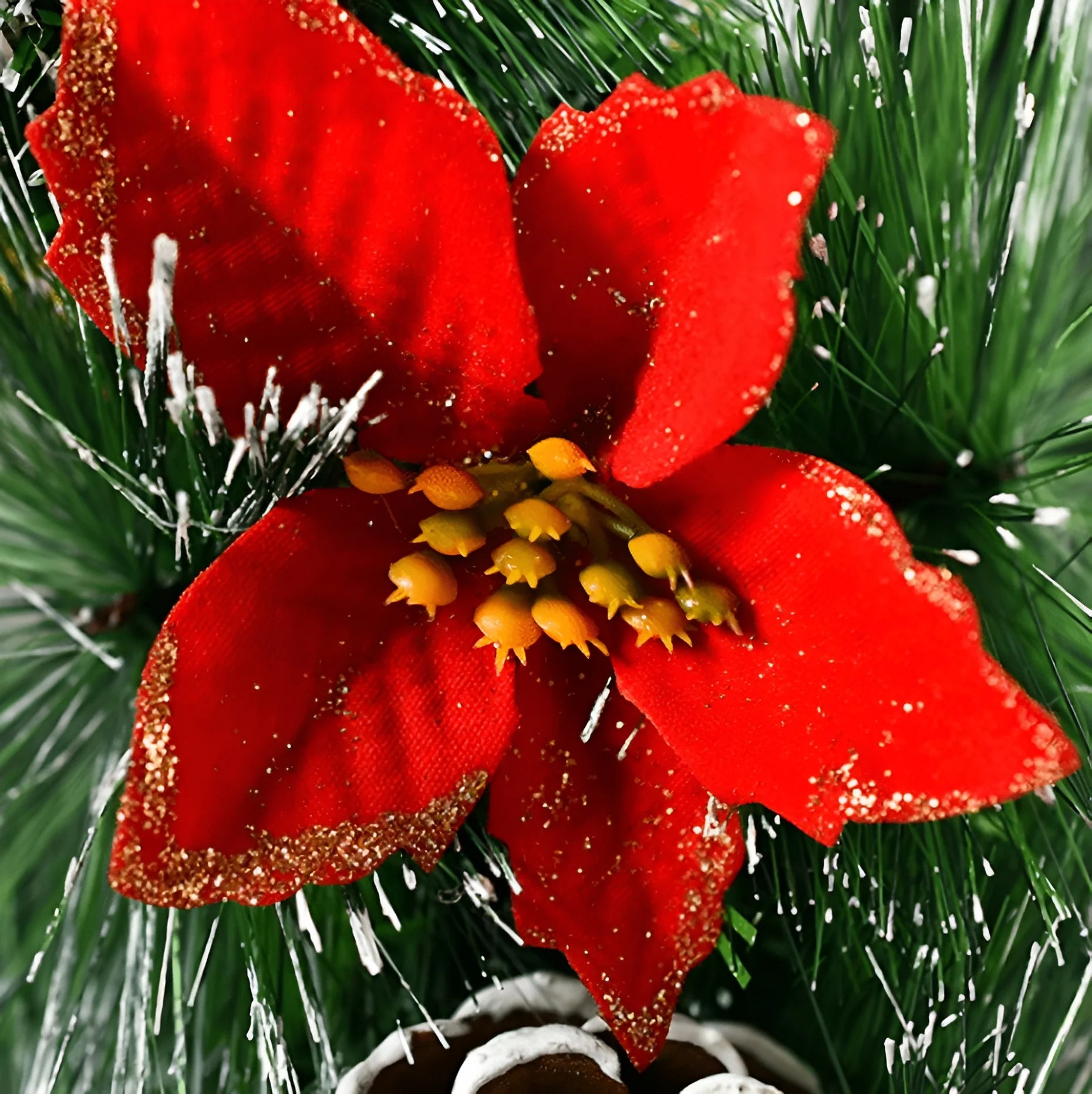 Christmas Wreaths for Front Door Thanksgiving Day Indoor Outdoor Home Decorative Wreath with Three Red Flowers Pine Cones Fruits Leaves
