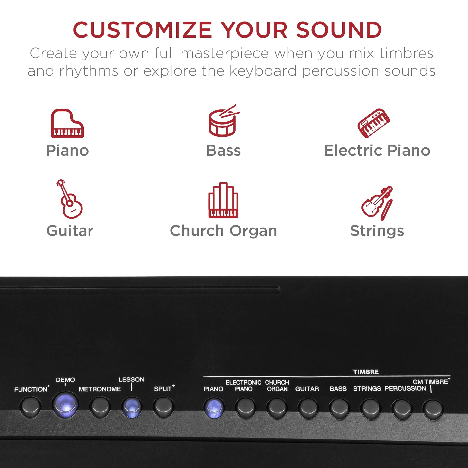 88-Key Full Size Digital Piano for All Player Levels W/ Semi-Weighted Keys, Stand, Pedal - Black