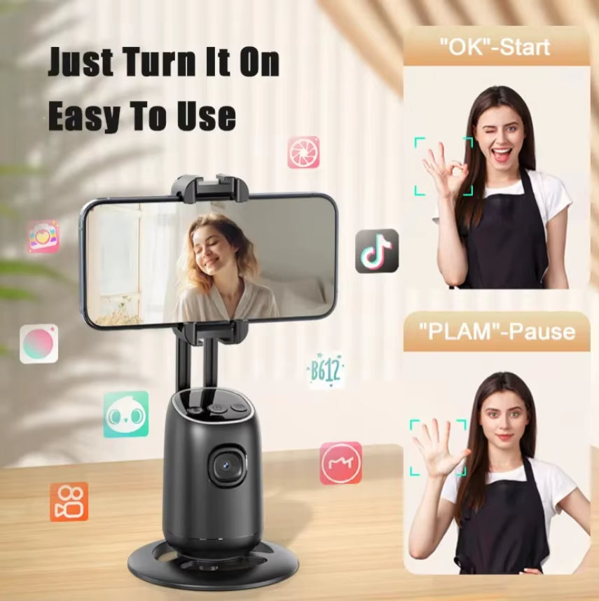 P05 AI Intelligent Tracker 360 Degree Rotation Portable Ai Face Tracking Tripod with Dual Cold Shoe Ports