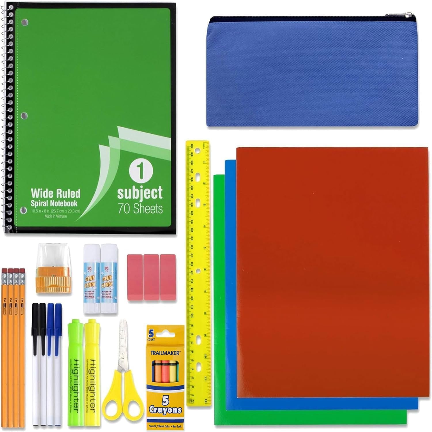 School Supplies Kit for Girls, Boys Back to School Supplies Bundle Pack 30 Piece