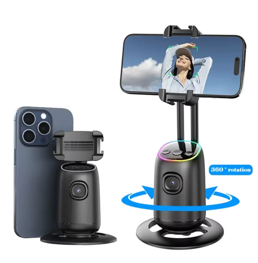 P05 AI Intelligent Tracker 360 Degree Rotation Portable Ai Face Tracking Tripod with Dual Cold Shoe Ports