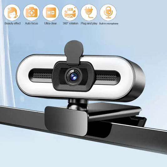 4K Webcam Autofocus HD Webcam with Fill Light Rotatable Laptop Webcam PC Computer Camera with Microphone for Youtube Video