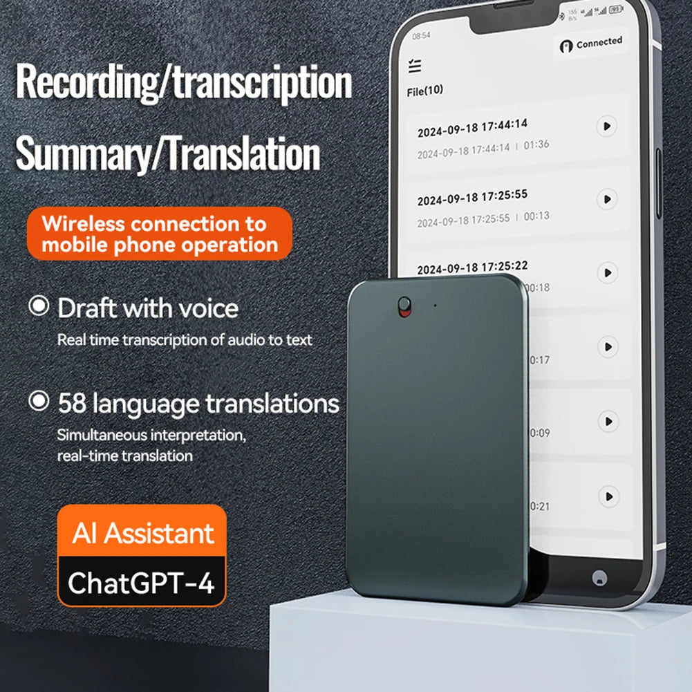 AI Chatgpt-4 Intelligent Voice Recorder Transcribe Mind Mapping & AI Summary AI Voice Recorder with APP for Lectures Meetings
