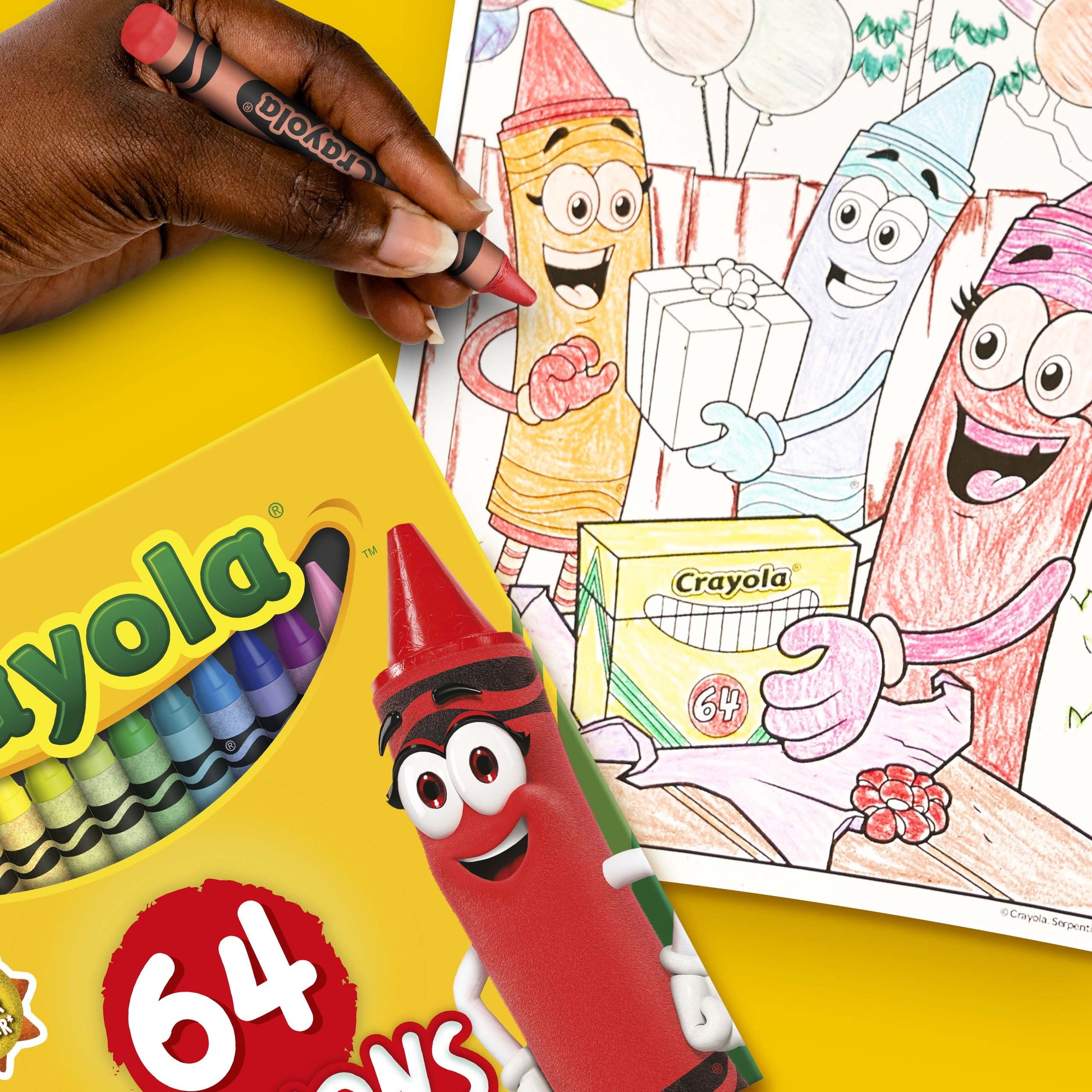 Crayons with Sharpener, 64 Ct, Back to School Supplies, Classroom Must Haves for Teachers, Arts and Crafts, Coloring Gift for Kids, Ages 4, 5, 6, 7