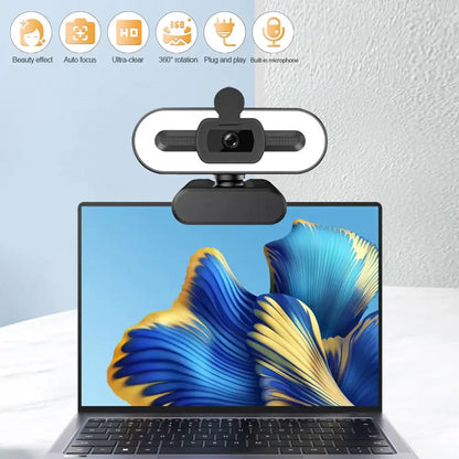 4K Webcam Autofocus HD Webcam with Fill Light Rotatable Laptop Webcam PC Computer Camera with Microphone for Youtube Video