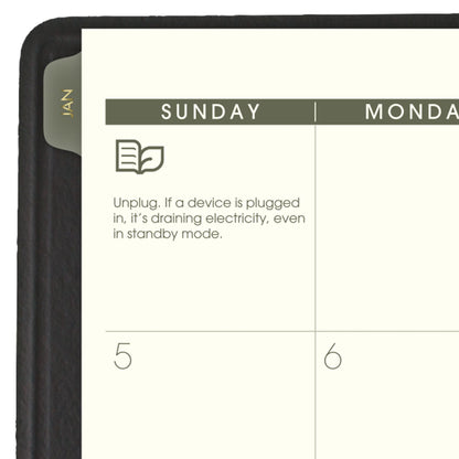 2025 Recycled Monthly Planner Black Large 9 X 11 - Monthly Planners