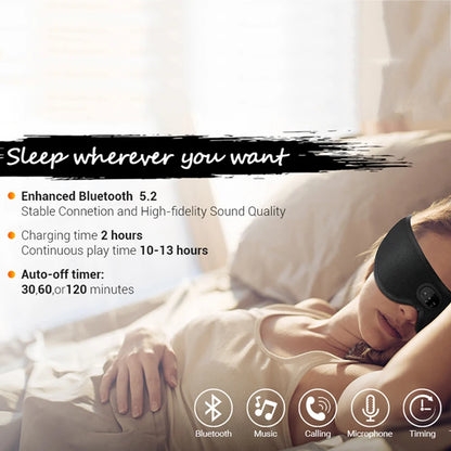 Bluetooth 5.2 Headphone 3D Wireless Music Eye Mask White Noise Headset for Artifact Breathable Sleeping Headphones