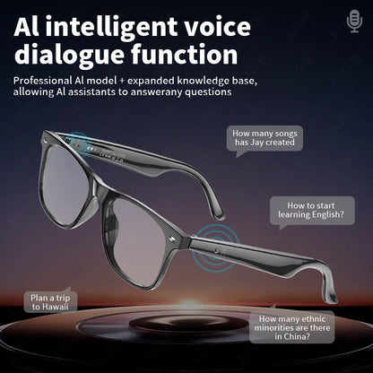 New AI Intelnt Translator Bluetooth Smart Glasses Men 163 Language Automatic Dialogue Translation Bluetooth Sunglasses Women