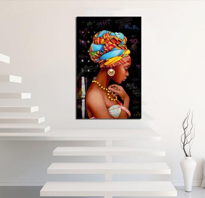 Africa Art Wall Decor, African Women Wall Art Framed, Black Women Art Wall Decor, African Women Art Wall Decor, Framed Black Canvas Wall Art, Black Women Painting Canvas, African Queen Wall Art