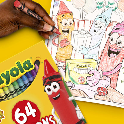 Crayons with Sharpener, 64 Ct, Back to School Supplies, Classroom Must Haves for Teachers, Arts and Crafts, Coloring Gift for Kids, Ages 4, 5, 6, 7